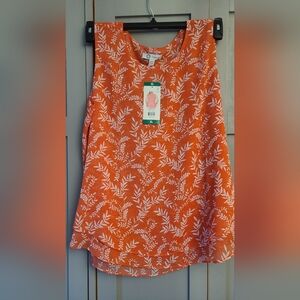 Vibrant Orange and White Sleeveless Tank Top